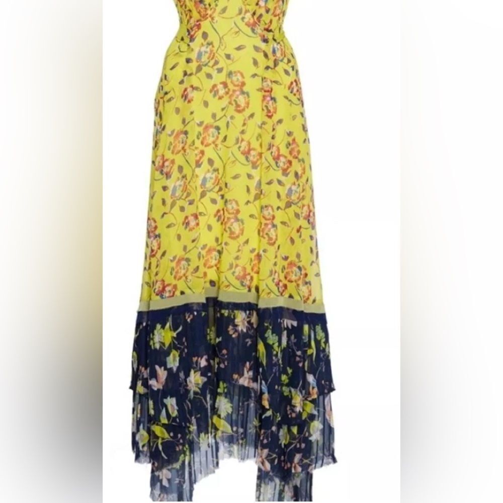 🦋Tanya Taylor Everly Lemon Garden Floral Silk Midi Sleeveless Dress Sz 2 (AA2) - Picture 5 of 10
